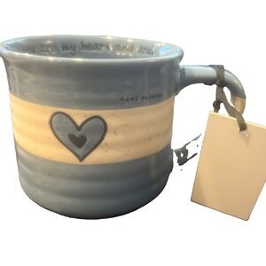 NEW-Dwell Studios~ You Are My Heart And Soul Glazed Pottery Coffee Mug 16 Oz